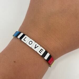 Love rainbow beaded stretchy bracelet